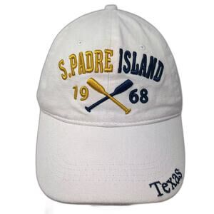 Lucky 7 S Padre Island Texas Hat White Baseball Cap OS Strapback Embroidered